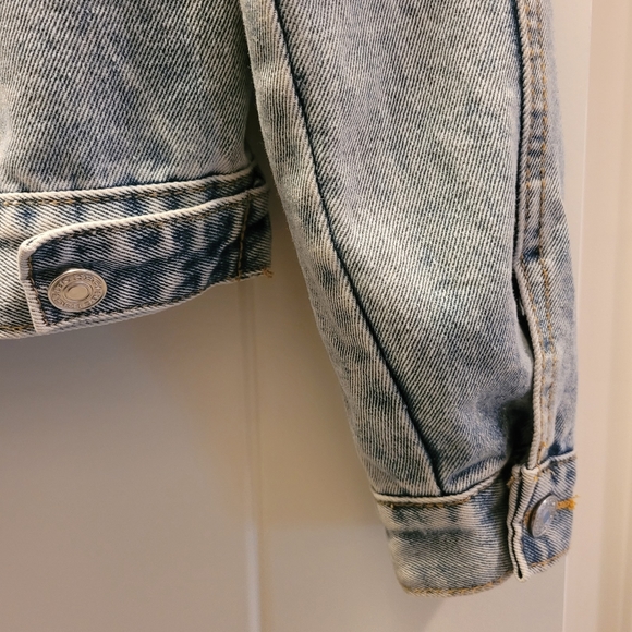 Embroidered pearl/crystal stud Wifey denim jacket - Picture 7 of 7